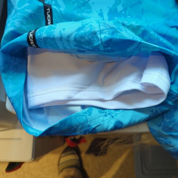 Tucann Swim Shorts Trunk Mens Small Blue Splatter Print Lined Beach Pool Summer - Picture 8 of 9